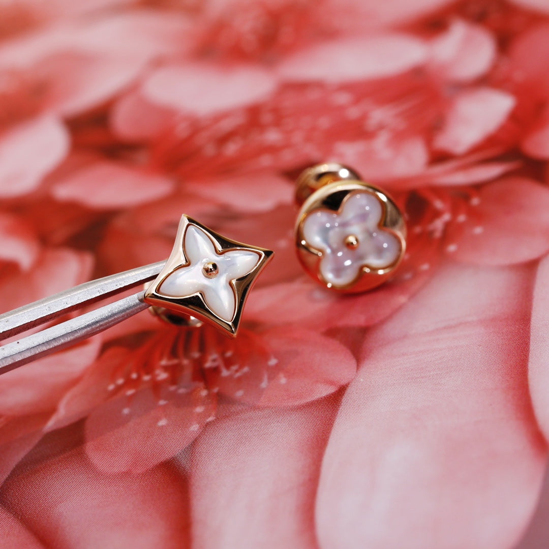 [Together Jewelry]STAR AND SUN PINK GOLD MOP STUD EARRINGS