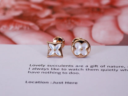 [Together Jewelry]STAR AND SUN PINK GOLD MOP STUD EARRINGS