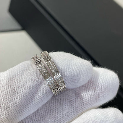 [Together Jewelry]LOVE DIAMOND SILVER HOOP EARRINGS