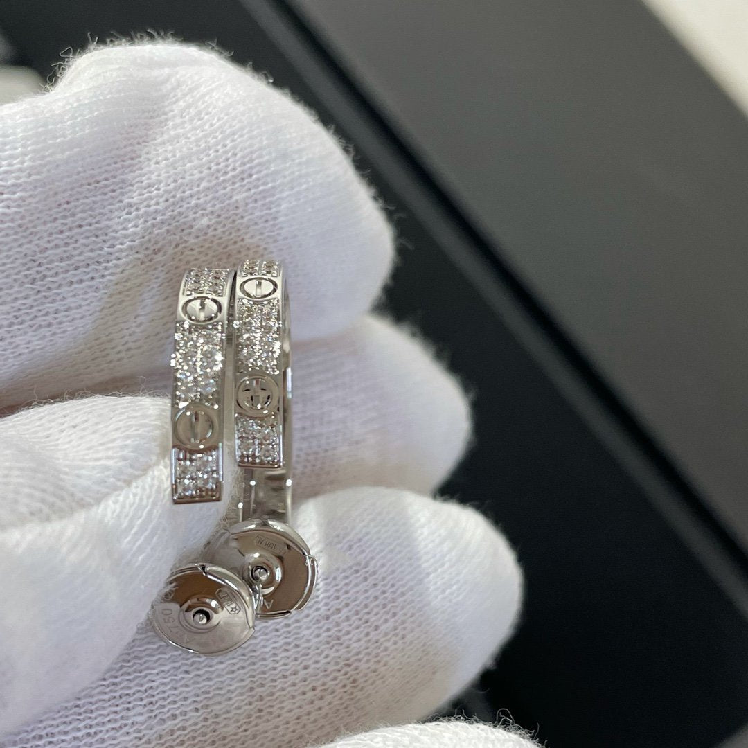 [Together Jewelry]LOVE DIAMOND SILVER HOOP EARRINGS