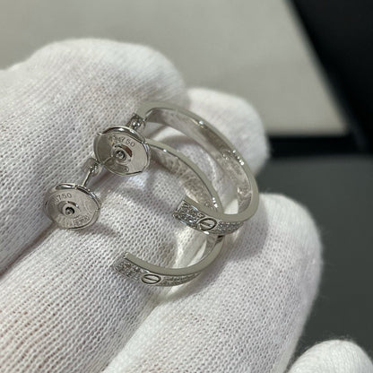 [Together Jewelry]LOVE DIAMOND SILVER HOOP EARRINGS