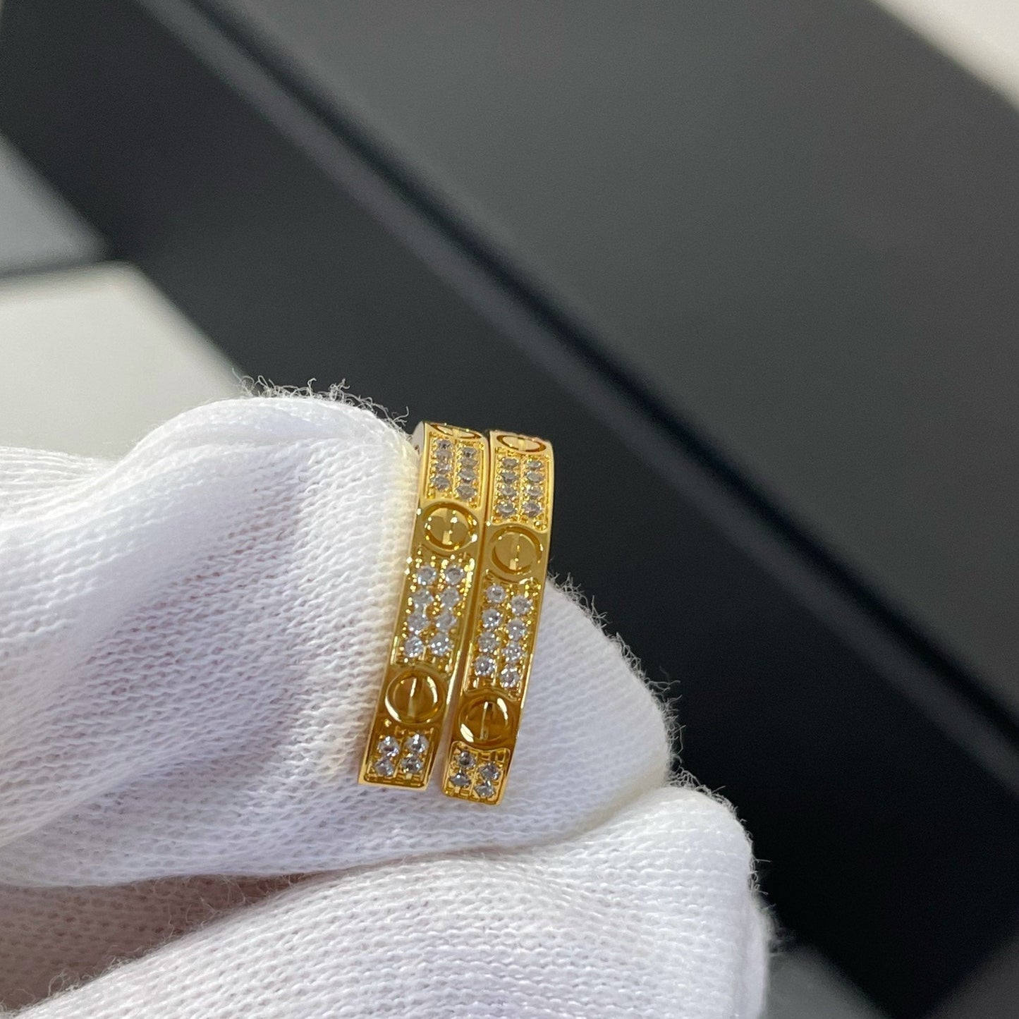 [Together Jewelry]LOVE DIAMOND GOLD HOOP EARRINGS