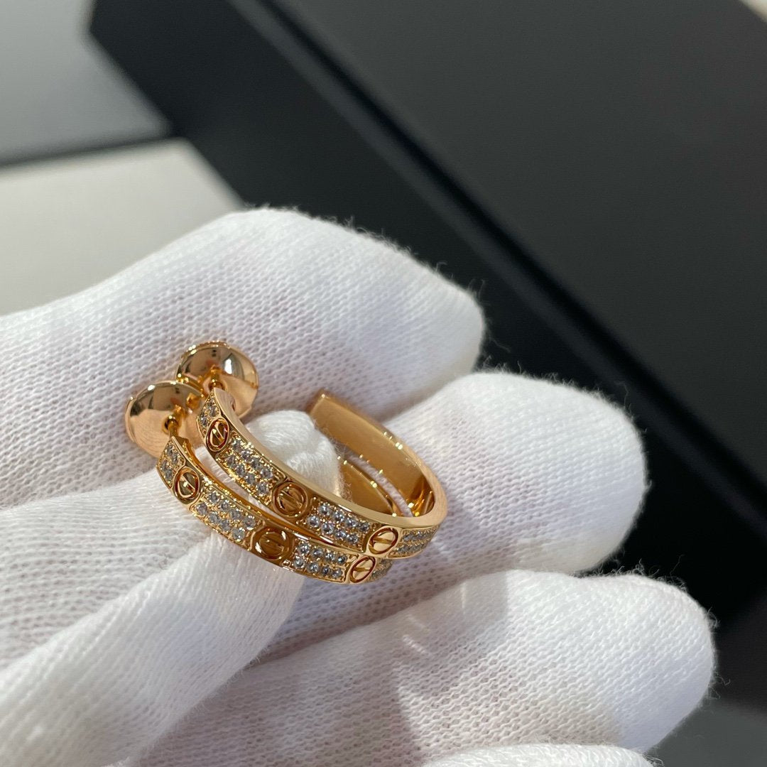 [Together Jewelry]LOVE DIAMOND PINK GOLD HOOP EARRINGS