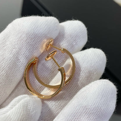 [Together Jewelry]LOVE DIAMOND PINK GOLD HOOP EARRINGS