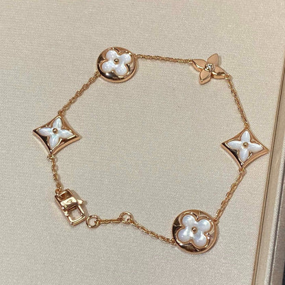 [Together Jewelry]STAR AND SUN 5 MOTIF MOP PINK GOLD BRACELET