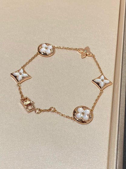 [Together Jewelry]STAR AND SUN 5 MOTIF MOP PINK GOLD BRACELET