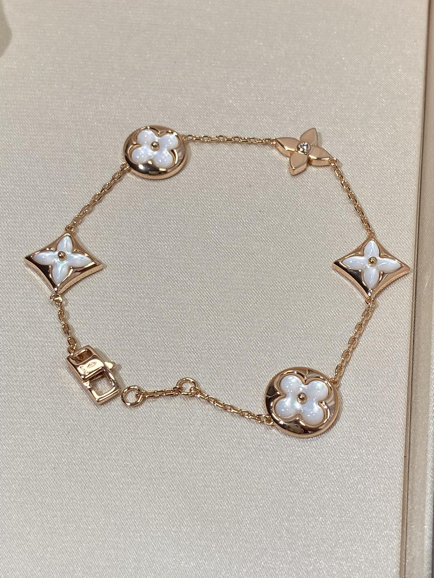 [Together Jewelry]STAR AND SUN 5 MOTIF MOP PINK GOLD BRACELET