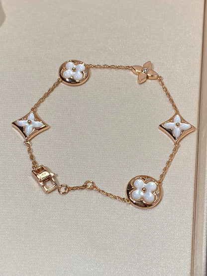 [Together Jewelry]STAR AND SUN 5 MOTIF MOP PINK GOLD BRACELET