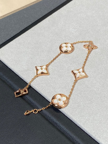[Together Jewelry]STAR AND SUN 5 MOTIF MOP PINK GOLD BRACELET