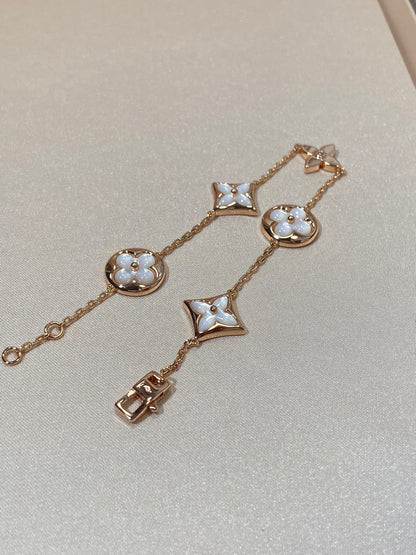 [Together Jewelry]STAR AND SUN 5 MOTIF MOP PINK GOLD BRACELET