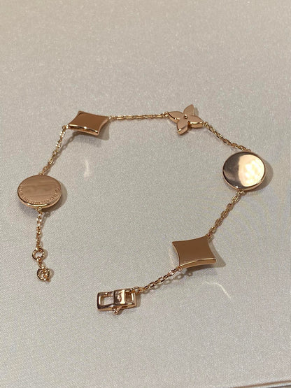 [Together Jewelry]STAR AND SUN 5 MOTIF MOP PINK GOLD BRACELET