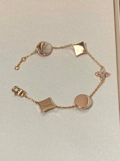 [Together Jewelry]STAR AND SUN 5 MOTIF MOP PINK GOLD BRACELET