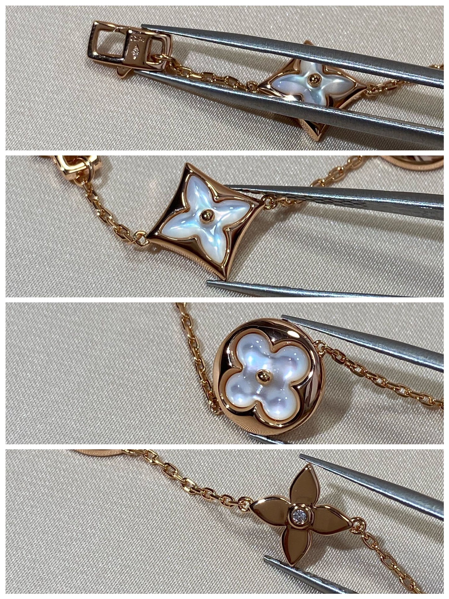 [Together Jewelry]STAR AND SUN 5 MOTIF MOP PINK GOLD BRACELET