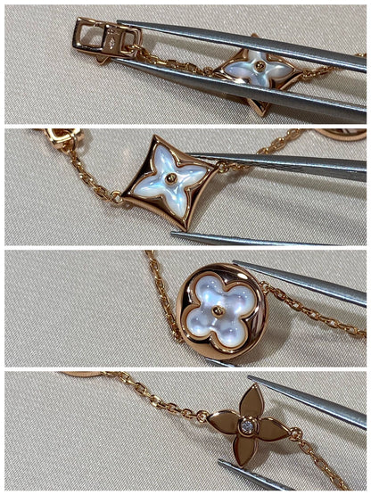 [Together Jewelry]STAR AND SUN 5 MOTIF MOP PINK GOLD BRACELET