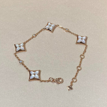 [Together Jewelry]STAR 4 MOTIF MOP DIAMOND PINK GOLD BRACELET