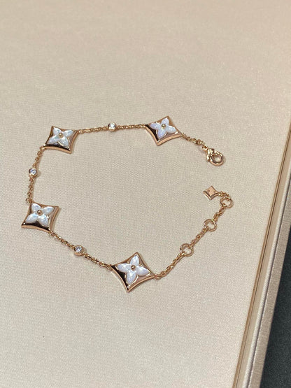 [Together Jewelry]STAR 4 MOTIF MOP DIAMOND PINK GOLD BRACELET
