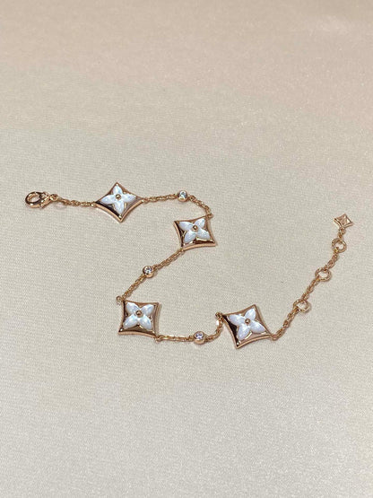[Together Jewelry]STAR 4 MOTIF MOP DIAMOND PINK GOLD BRACELET