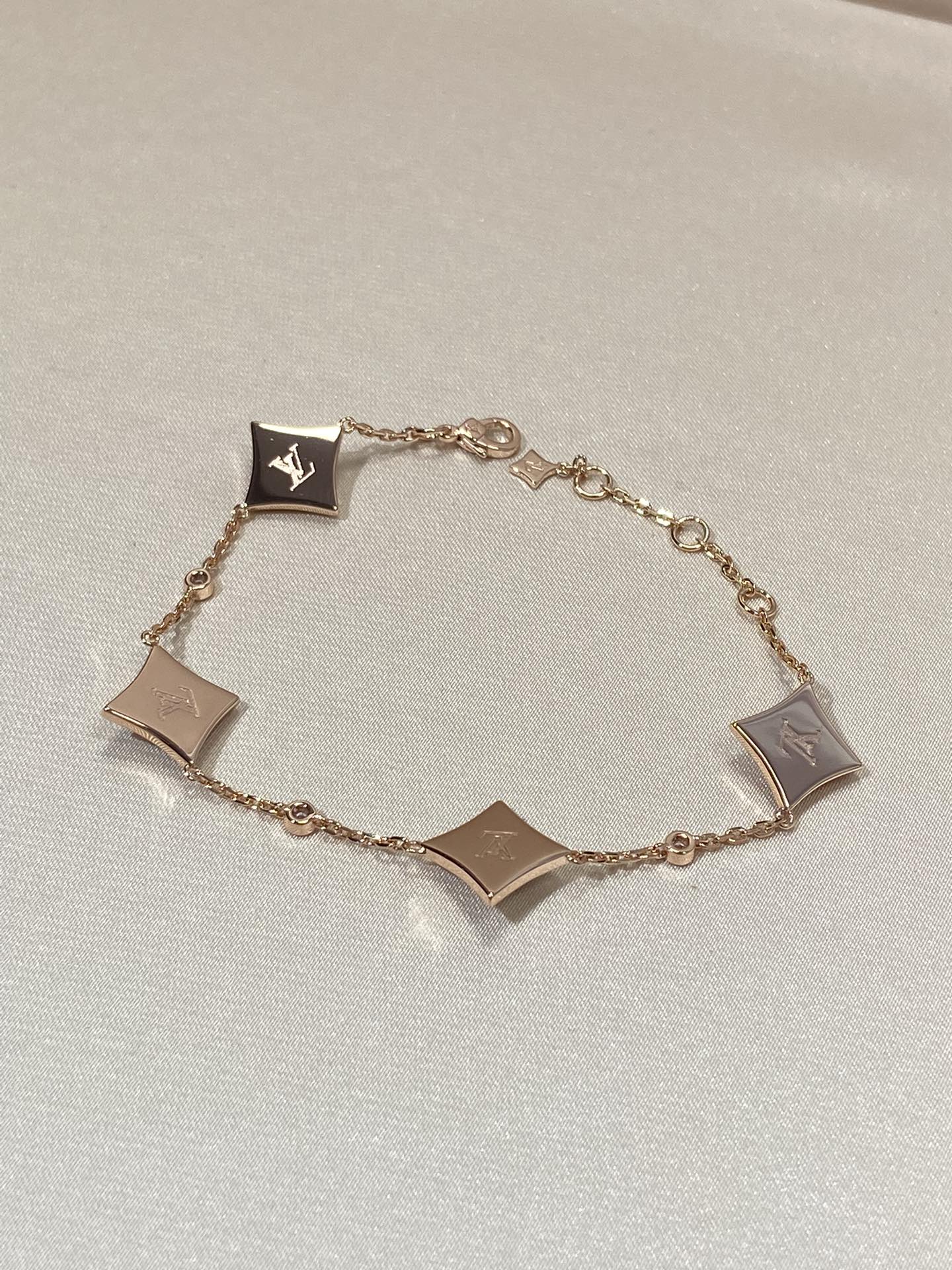 [Together Jewelry]STAR 4 MOTIF MOP DIAMOND PINK GOLD BRACELET