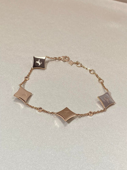 [Together Jewelry]STAR 4 MOTIF MOP DIAMOND PINK GOLD BRACELET