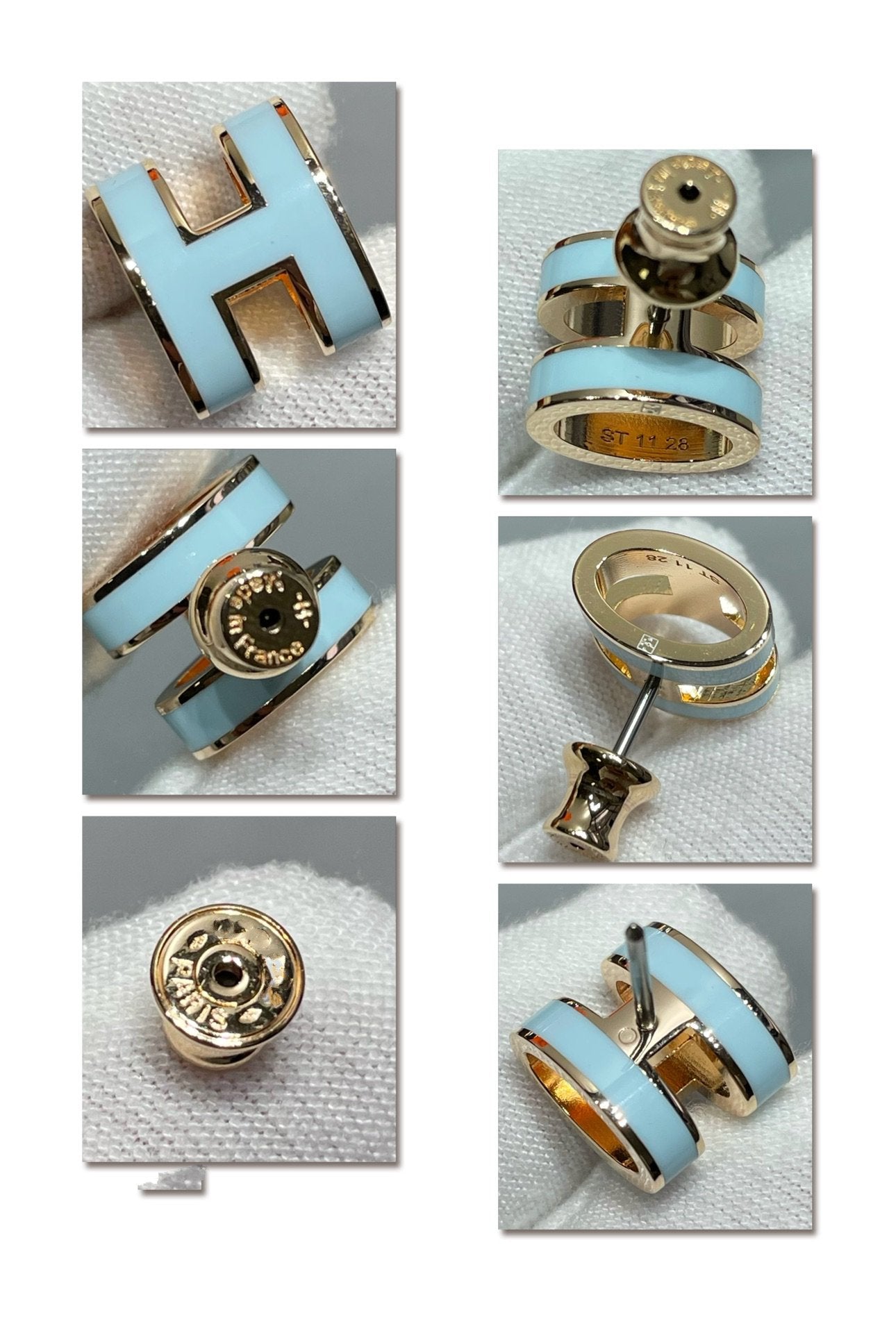 [Together Jewelry]POP H SKY BLUE STUD EARRINGS