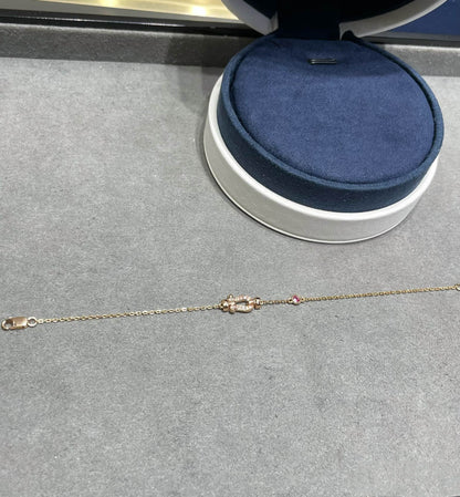 [Together Jewelry]FORCE 10 DIAMOND CHAIN LINK PINK GOLD BRACELET