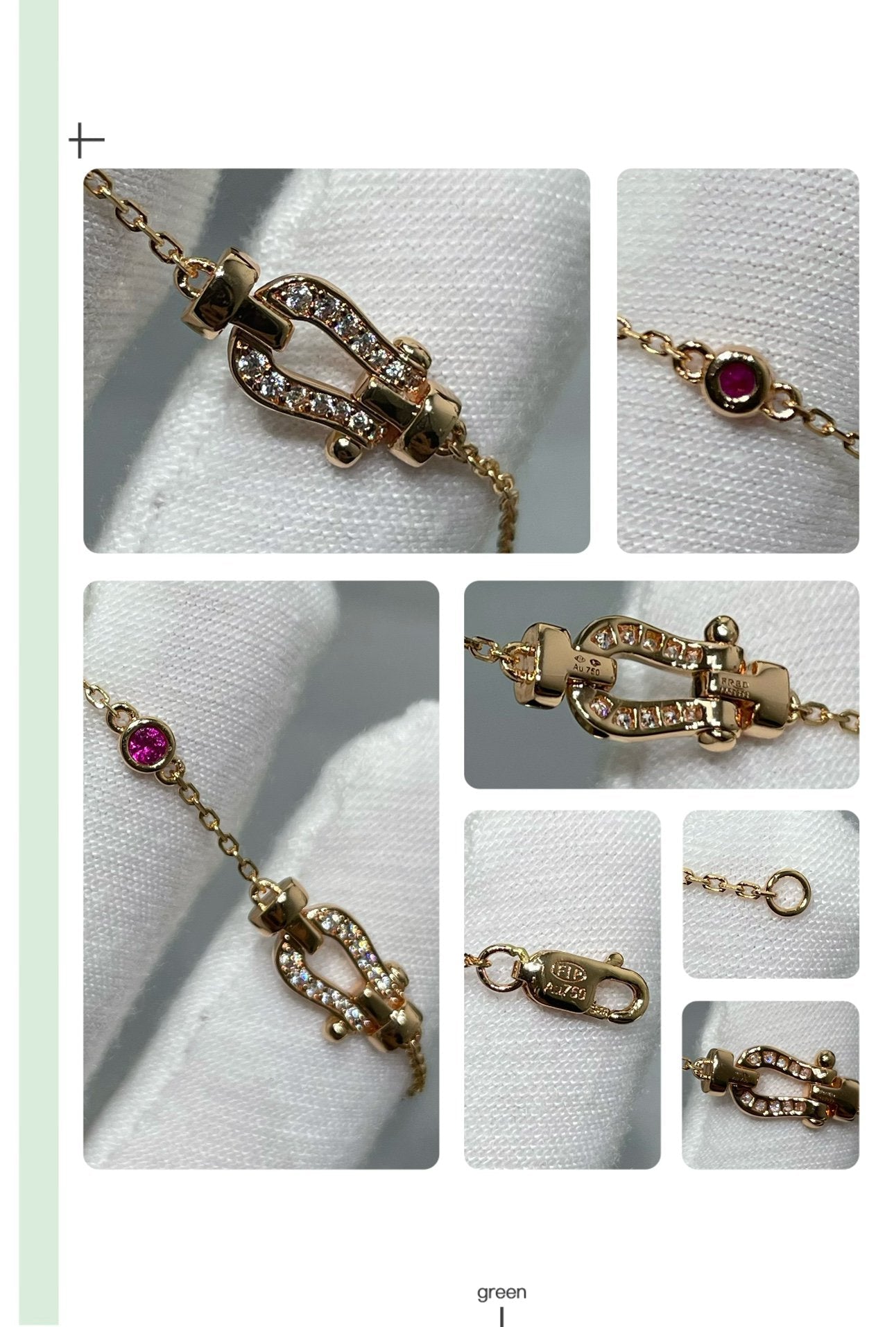 [Together Jewelry]FORCE 10 DIAMOND CHAIN LINK PINK GOLD BRACELET