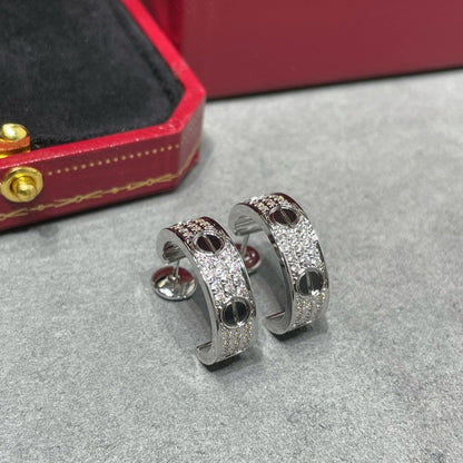 [Together Jewelry]LOVE CERAMIC DIAMOND PAVED SILVER EARRINGS