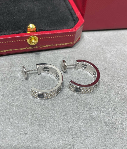 [Together Jewelry]LOVE CERAMIC DIAMOND PAVED SILVER EARRINGS