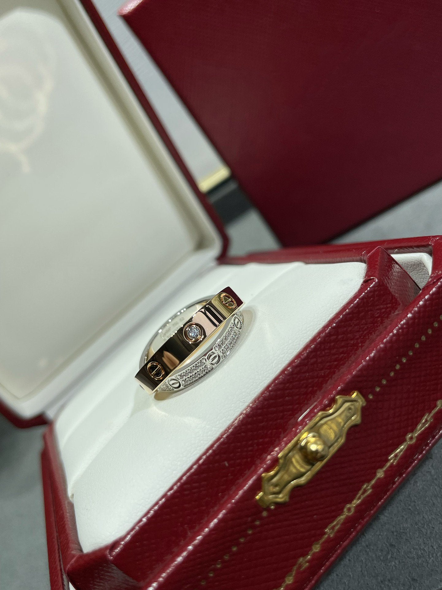 [Together Jewelry]LOVE PINK GOLD SILVER DIAMOND DOUBLE RING