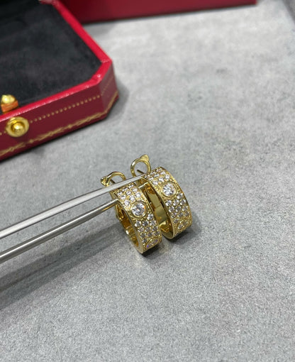 [Together Jewelry]LOVE 5.5MM DIAMOND PAVED EARRINGS