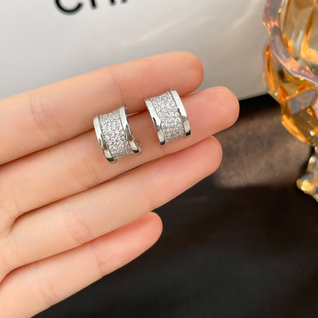 [Together Jewelry]ZERO 1 DIAMOND PAVED EARRINGS