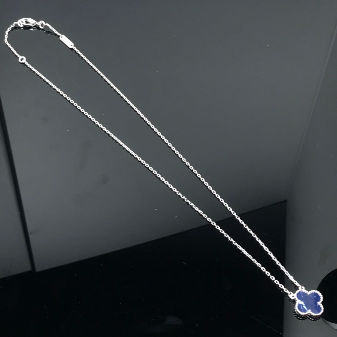 [Together]CLOVER PIETERSITE SILVER LONG NECKLACE