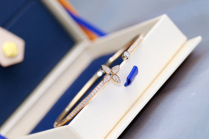 [Together Jewelry]IDYLLE PINK GOLD OPEN BRACELET DIAMOND PAVED
