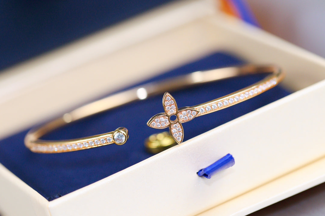 [Together Jewelry]IDYLLE PINK GOLD OPEN BRACELET DIAMOND PAVED