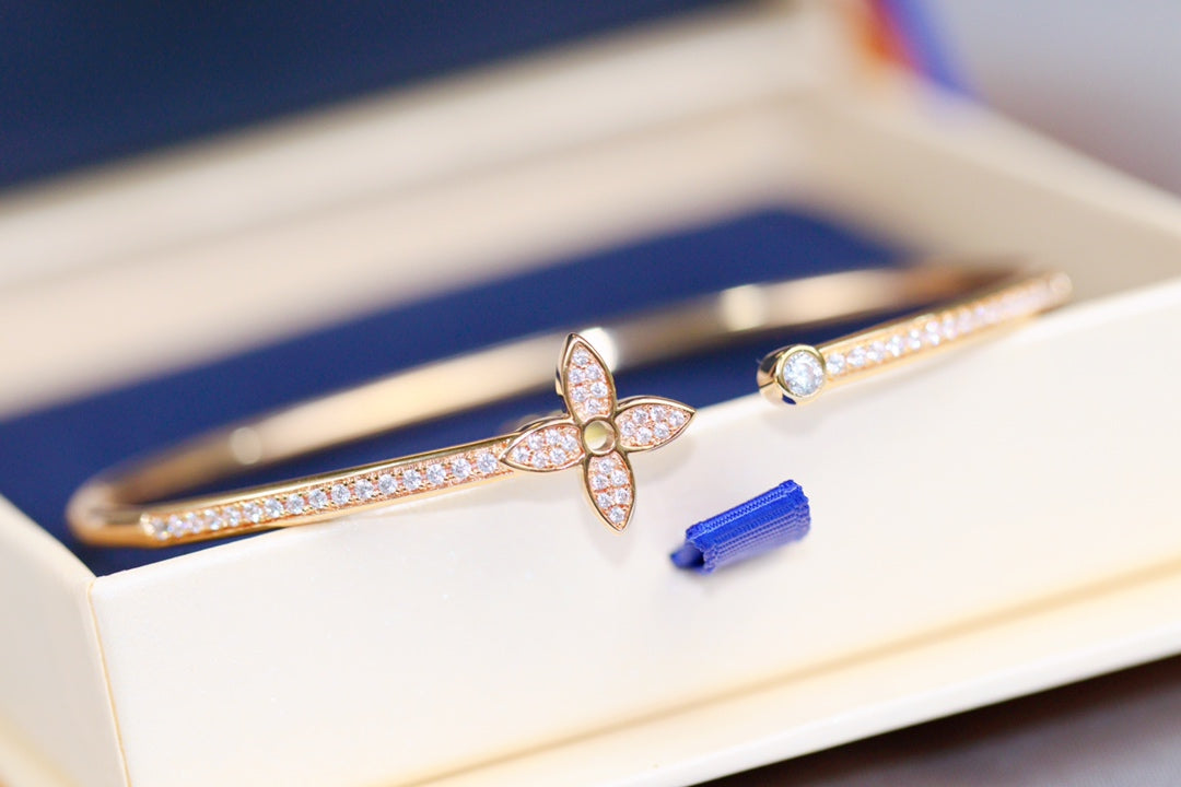 [Together Jewelry]IDYLLE PINK GOLD OPEN BRACELET DIAMOND PAVED