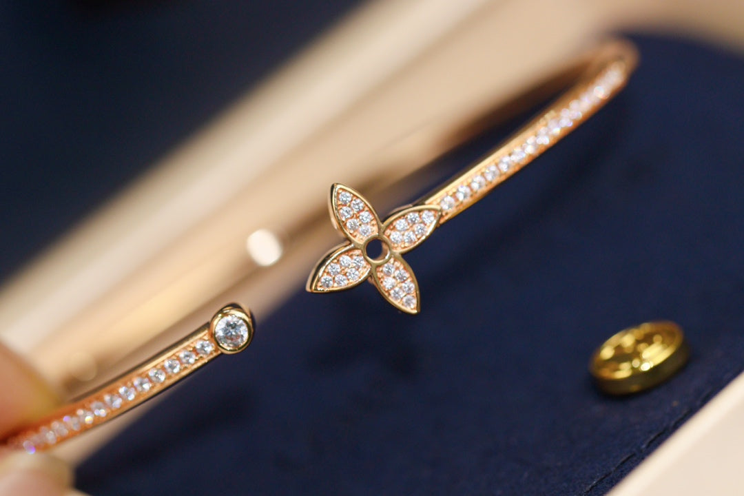 [Together Jewelry]IDYLLE PINK GOLD OPEN BRACELET DIAMOND PAVED