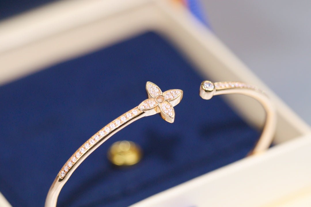 [Together Jewelry]IDYLLE PINK GOLD OPEN BRACELET DIAMOND PAVED