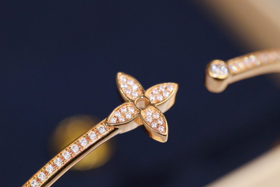 [Together Jewelry]IDYLLE PINK GOLD OPEN BRACELET DIAMOND PAVED