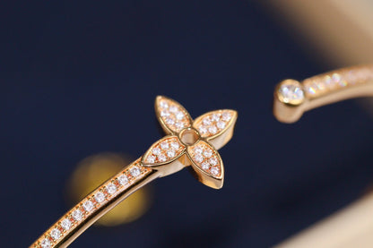 [Together Jewelry]IDYLLE PINK GOLD OPEN BRACELET DIAMOND PAVED