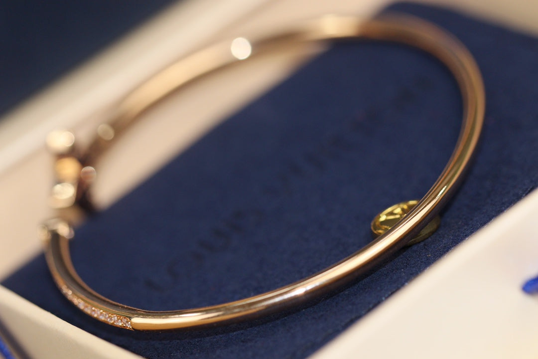 [Together Jewelry]IDYLLE PINK GOLD OPEN BRACELET DIAMOND PAVED