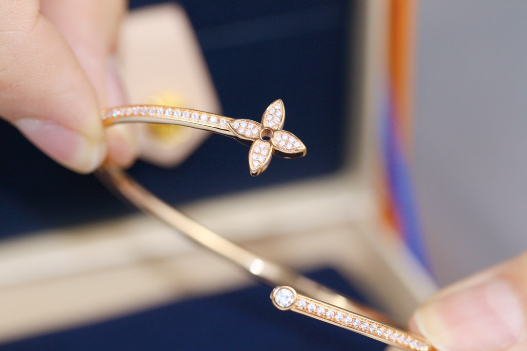 [Together Jewelry]IDYLLE PINK GOLD OPEN BRACELET DIAMOND PAVED