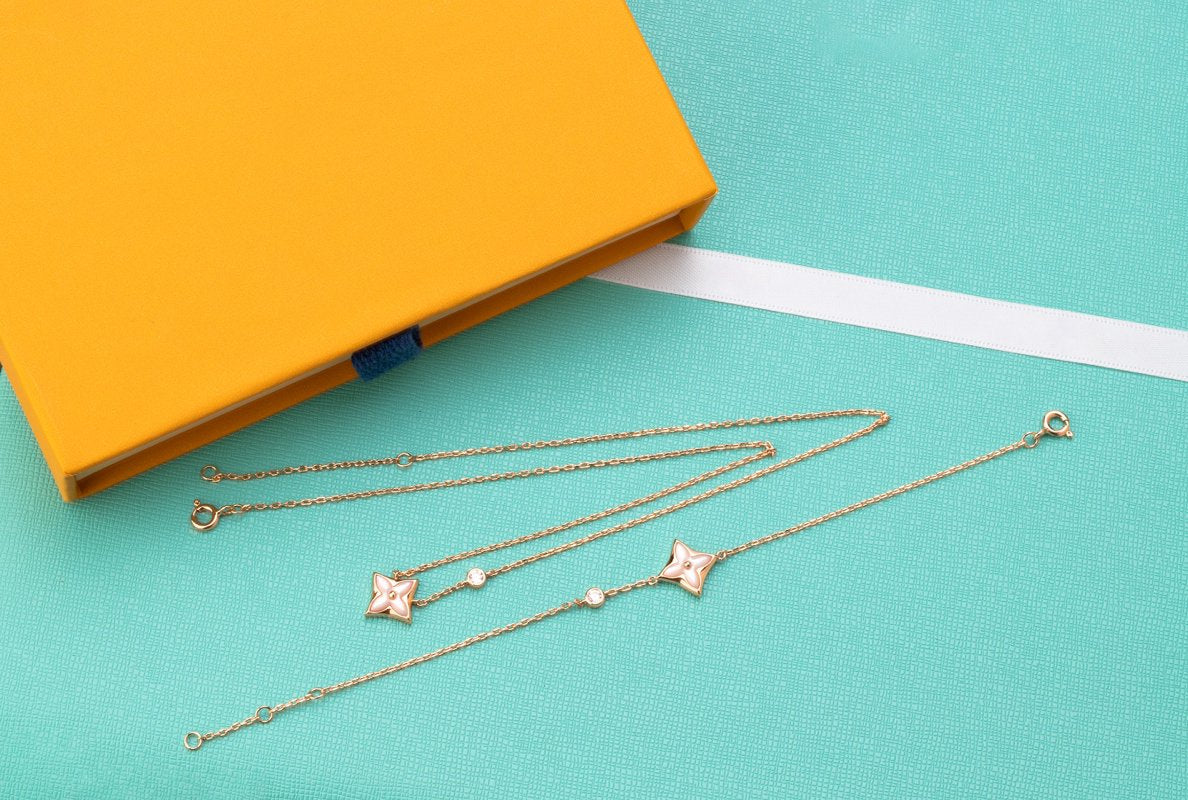 [Together Jewelry]STAR PINK MOP 1 DIAMOND PINK GOLD NECKLACE