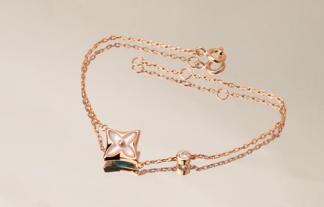 [Together Jewelry]STAR PINK MOP 1 DIAMOND PINK GOLD NECKLACE