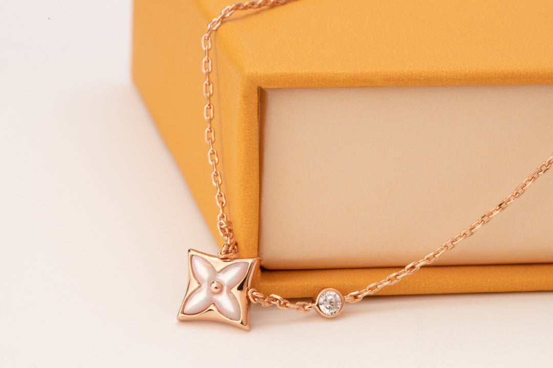 [Together Jewelry]STAR PINK MOP 1 DIAMOND PINK GOLD NECKLACE