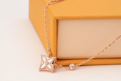 [Together Jewelry]STAR PINK MOP 1 DIAMOND PINK GOLD NECKLACE