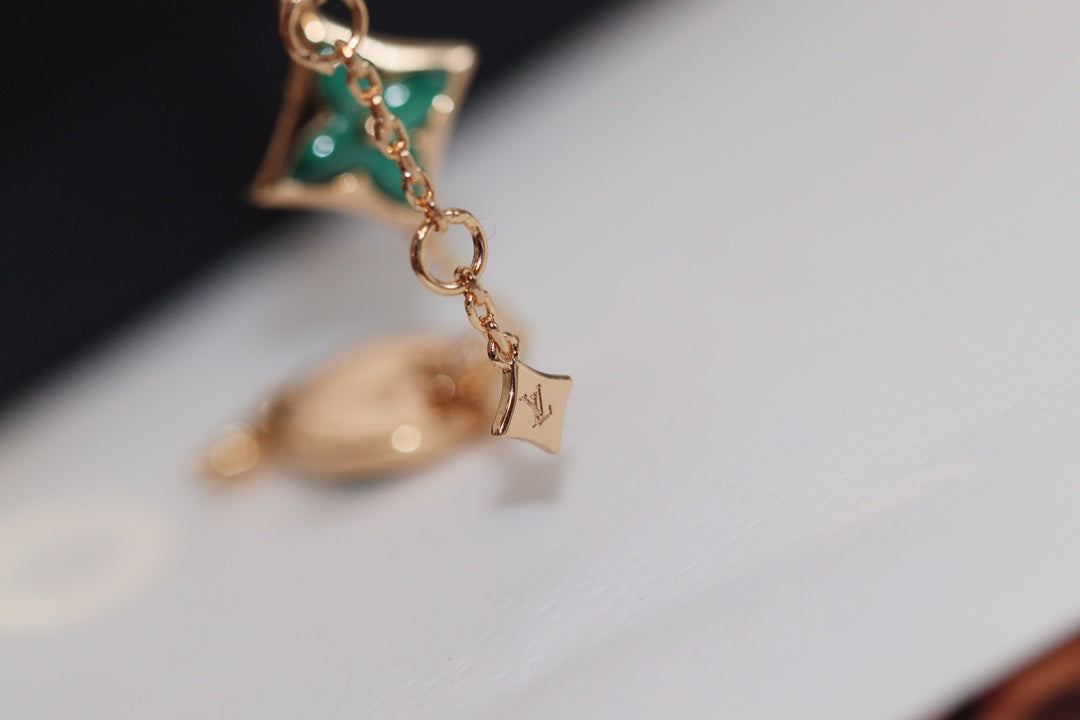 [Together Jewelry]STAR AND SUN 4 MOTIF PINK GOLD MALACHITE BRACELET