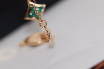 [Together Jewelry]STAR AND SUN 4 MOTIF PINK GOLD MALACHITE BRACELET