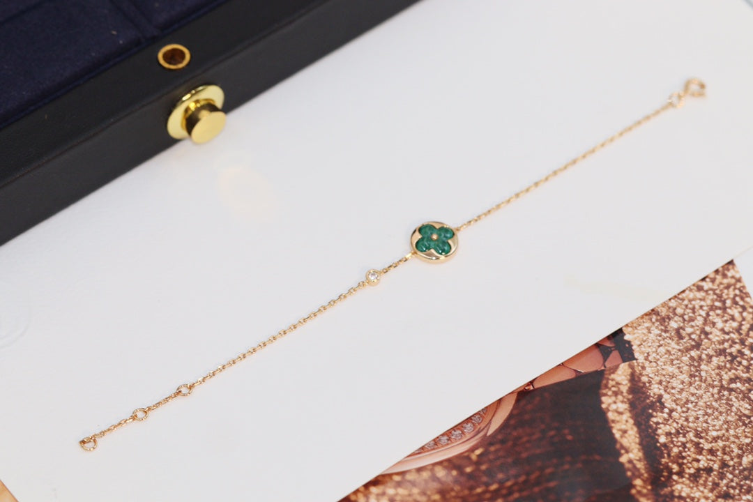 [Together Jewelry]STAR AND SUN 4 MOTIF PINK GOLD MALACHITE BRACELET