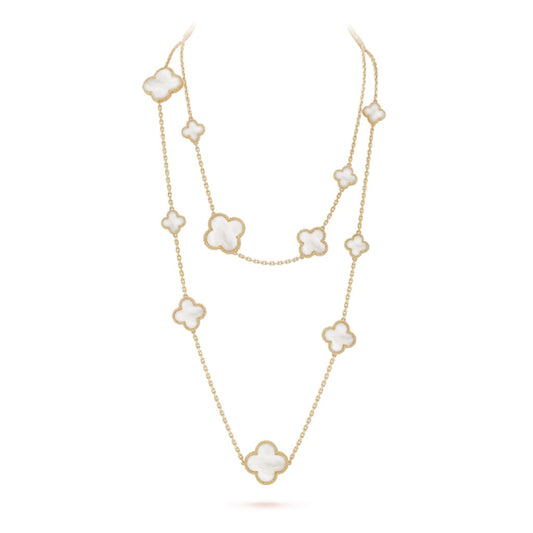 [Together]CLOVER 16 MOTIF WHITE MOP GOLD NECKLACE