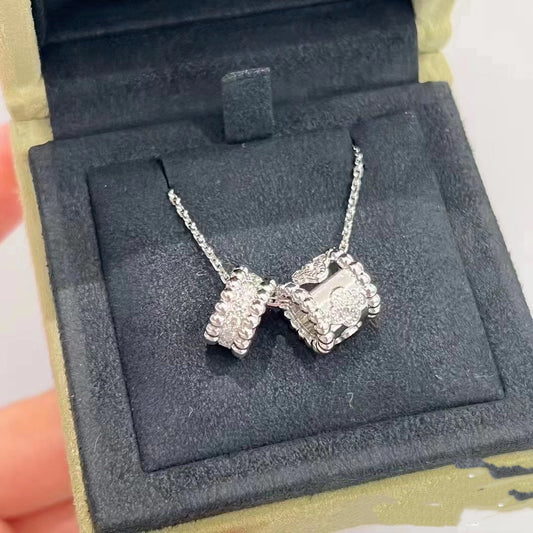 [Together]PERLEE DOUBLE PENDANT SILVER DIAMOND NECKLACE